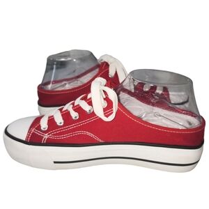NWOT Platform Shoes Slip On Mule Sneakers Low Top Backless Sneaker Red W…